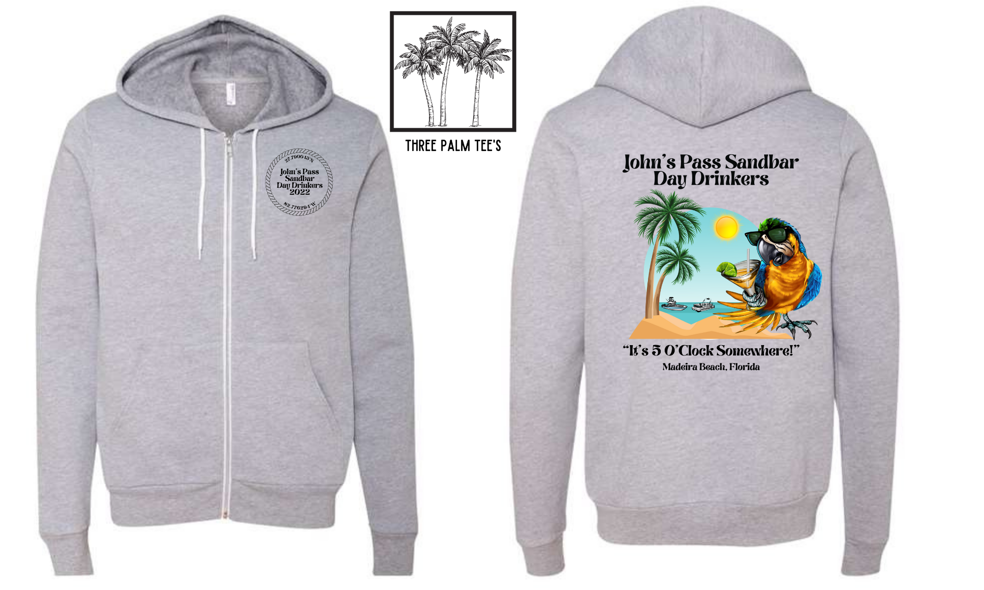 Unisex Full Zip Fleece Day Drinkers – Three Palm Tee